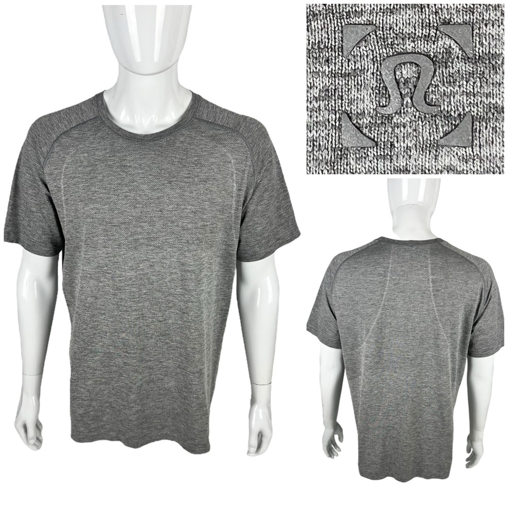 Lululemon Mens XL Shirt Gray Metal Vent Tech SS 2.0 Shirt Sleeve Active Gym EUC